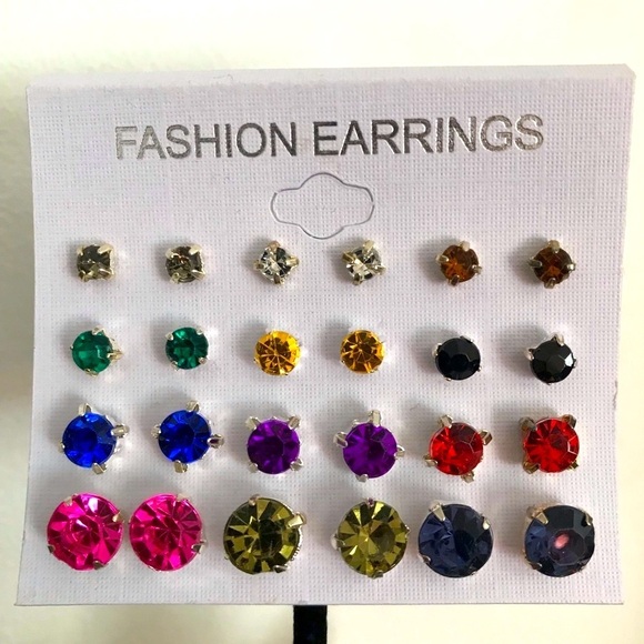Other - Faux Gemstone Earrings - Set of 12 - New with Tag